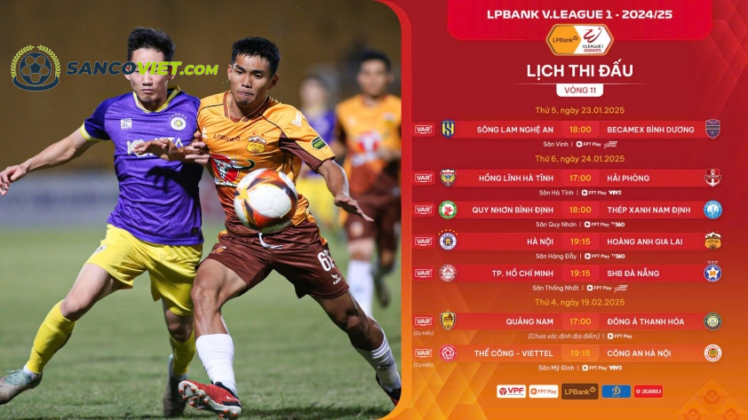 Lịch thi đấu vòng 11 V-League 2024/25 (Ảnh: VPF)