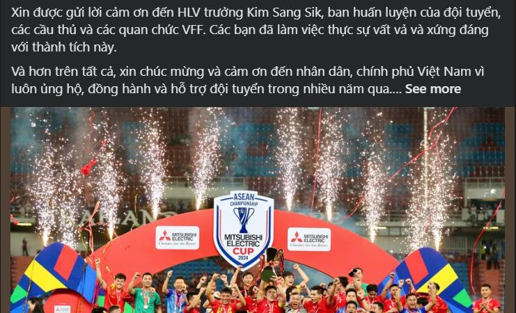 HLV Park Hang Seo Bày Tỏ Cảm Xúc Sau Chiến Thắng Lịch Sử Của Việt Nam Tại AFF Cup 2024